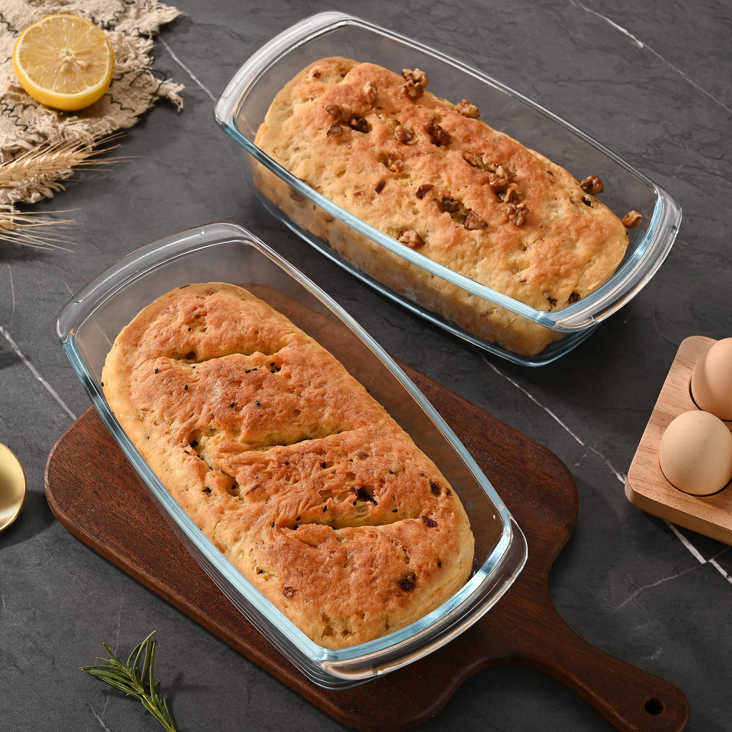 Fox Run Glass Loaf Pans with Lids, Set of 2 Storage and Baking Dishes, 5.75" x 11" x 2.9"