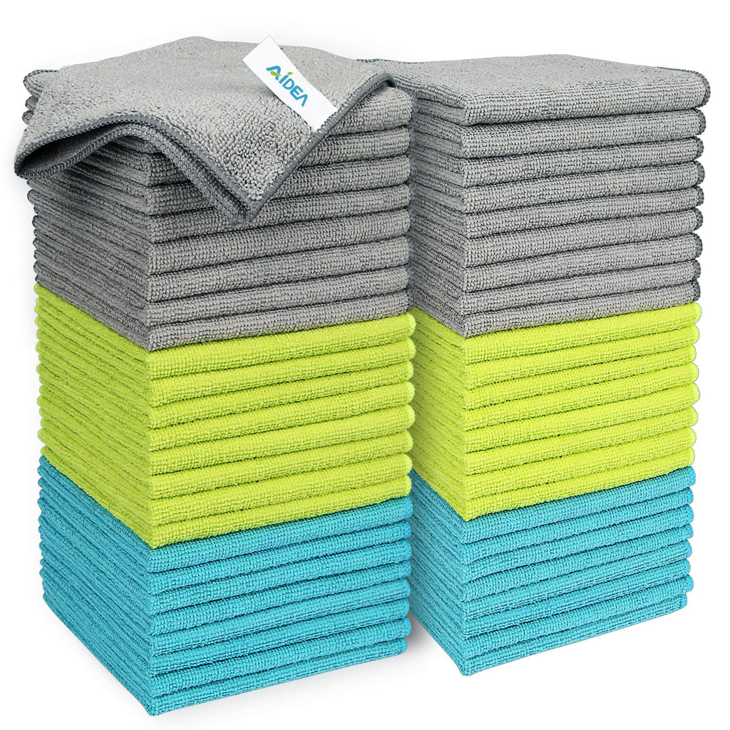 AIDEA Microfiber Cleaning Cloths-50PK, Soft Microfiber Towel, Absorbent Cleaning Supplies, Lint-Free Streak-Free Cleaning Cloths for House, Kitchen, Window(12in.x12in.)
