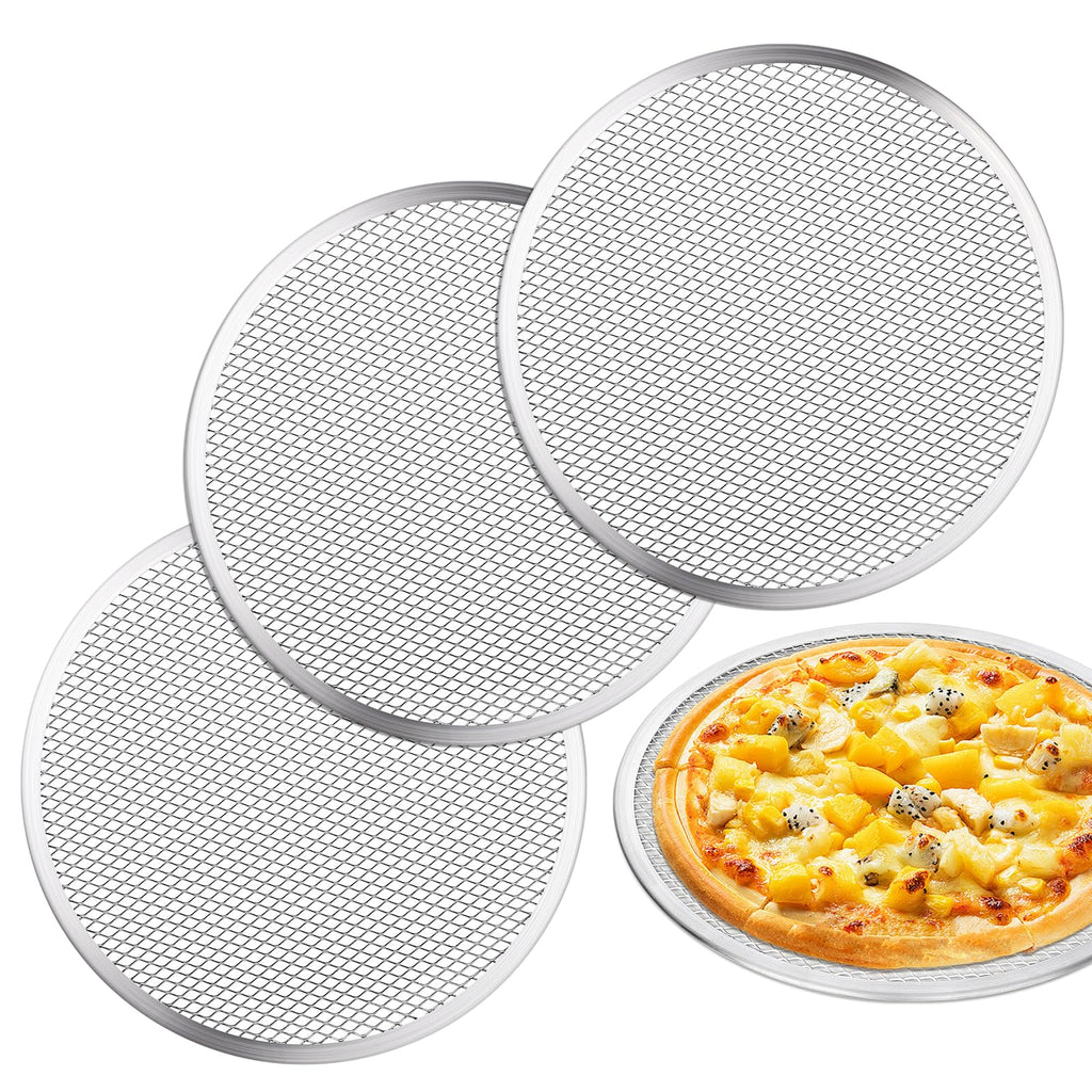 tchrules 3 Pcs Pizza Screen, 12 Inch Pizza Pan for Oven, Nonstick Pizza Tray for Oven, Dishwasher Safe & Microwave Safe (12 inch)