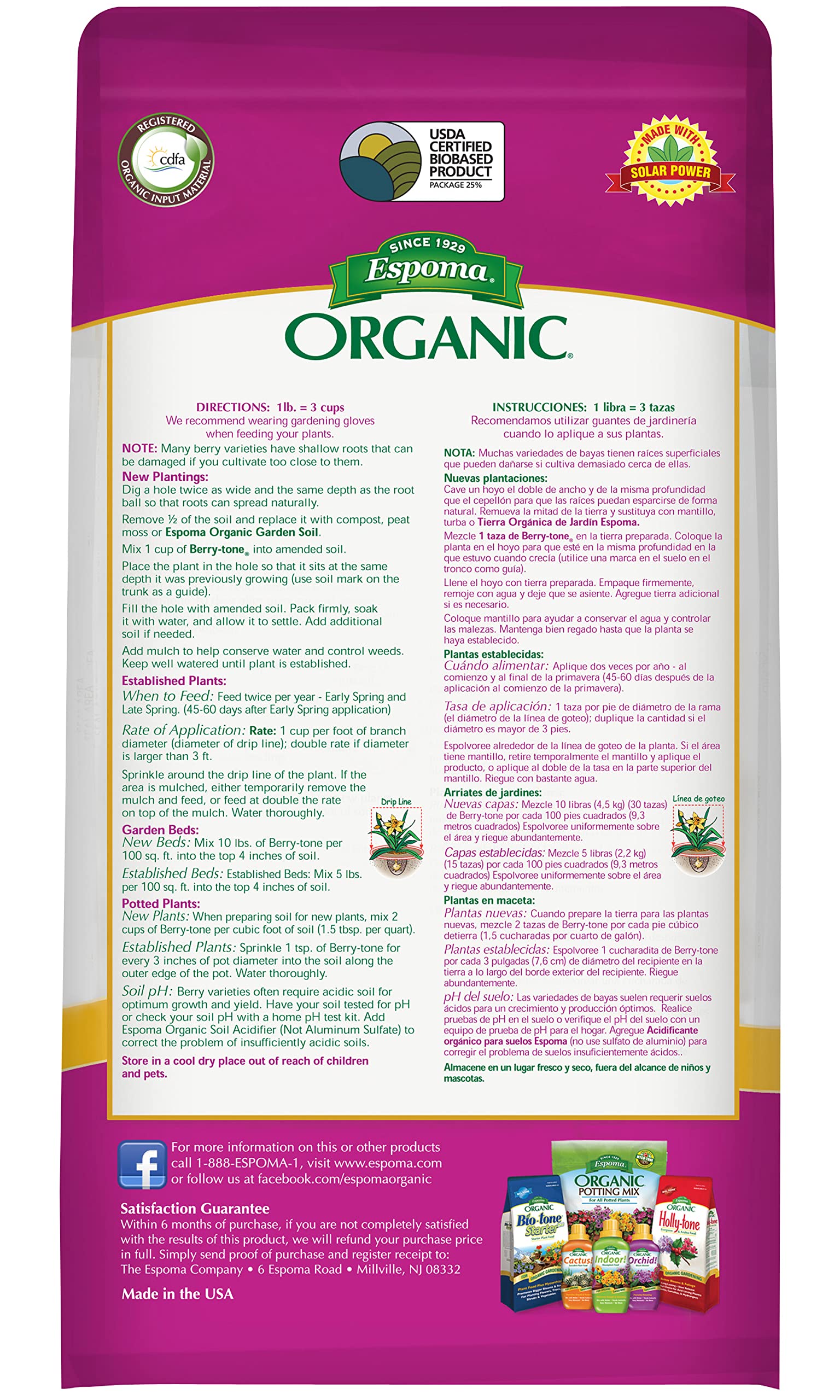 Espoma Organic Berry-tone Dry Plant Food - 4 Lb, 4-3-4, Organic Fruit & Berry Granular Plant Food