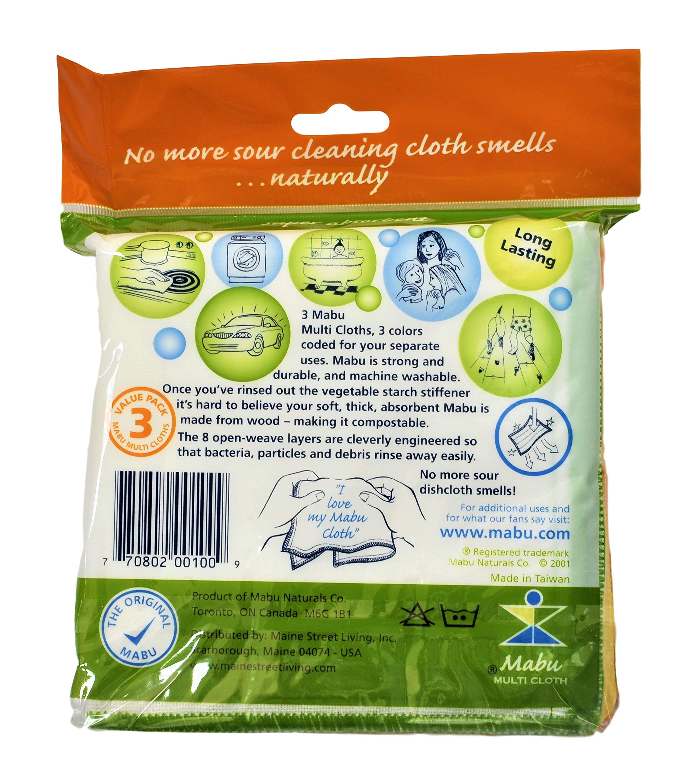 Mabu Wood Fiber Cleaning Cloth, 3-Pack