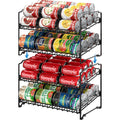 Simple Houseware 2 Tier Stackable Can Rack Organizer for Pantry Storage, 2 Pack, Black