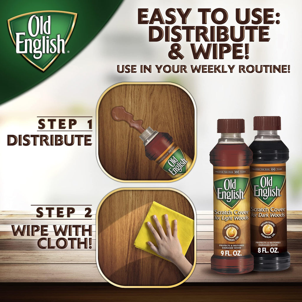 Old English Scratch Cover for Dark Woods, 8 fl oz Bottle, Wood Polish