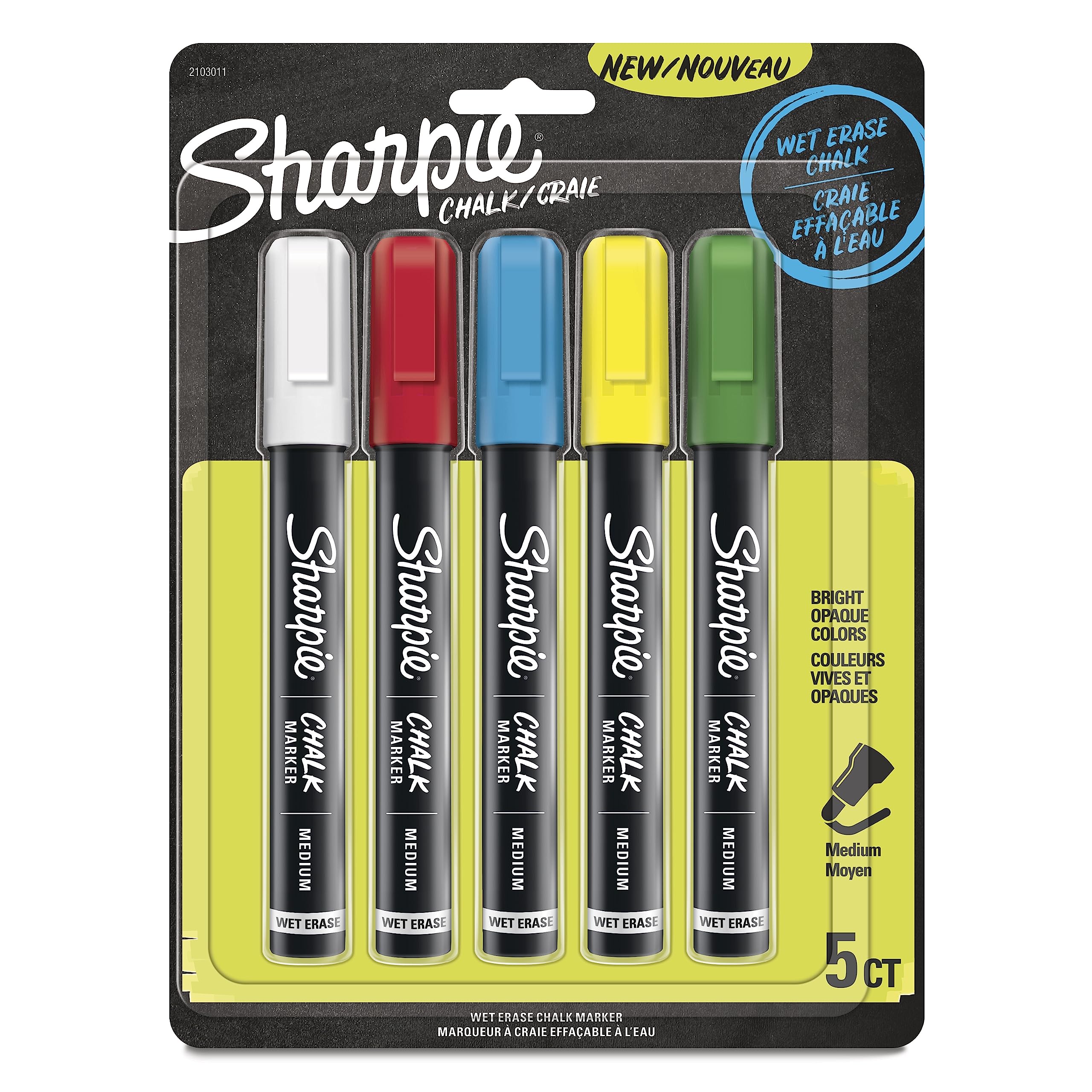Sharpie Chalk Markers, Wet Erase Markers, Assorted Colours, 5 Count