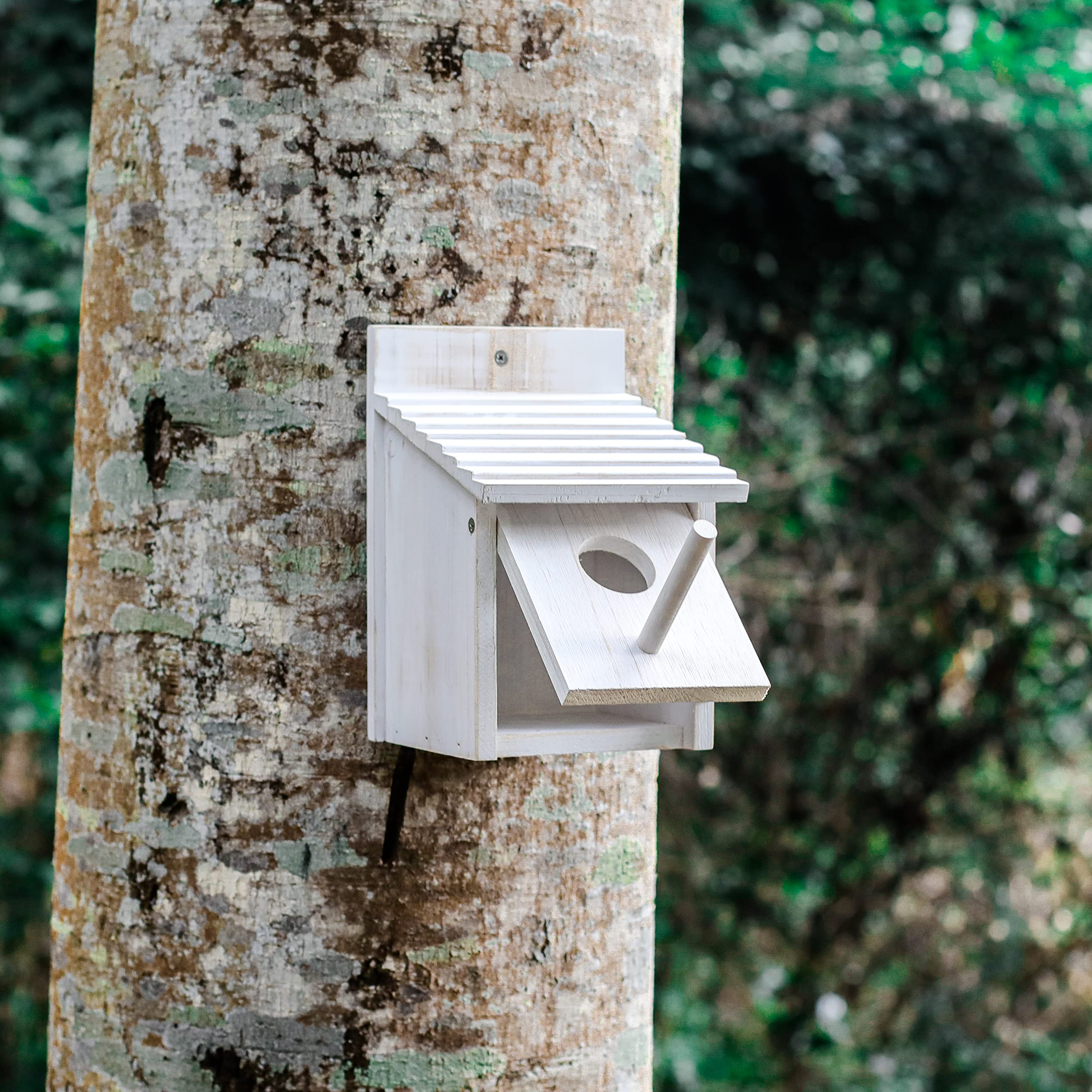 NATUREYLWL Wooden Bird Houses for Outside, Outdoor Bird House with Pole, Weatherproof Birdhouse for Finch,Bluebird,Cardinals, Hanging Birdhouses, Nesting Box for Garden Birds