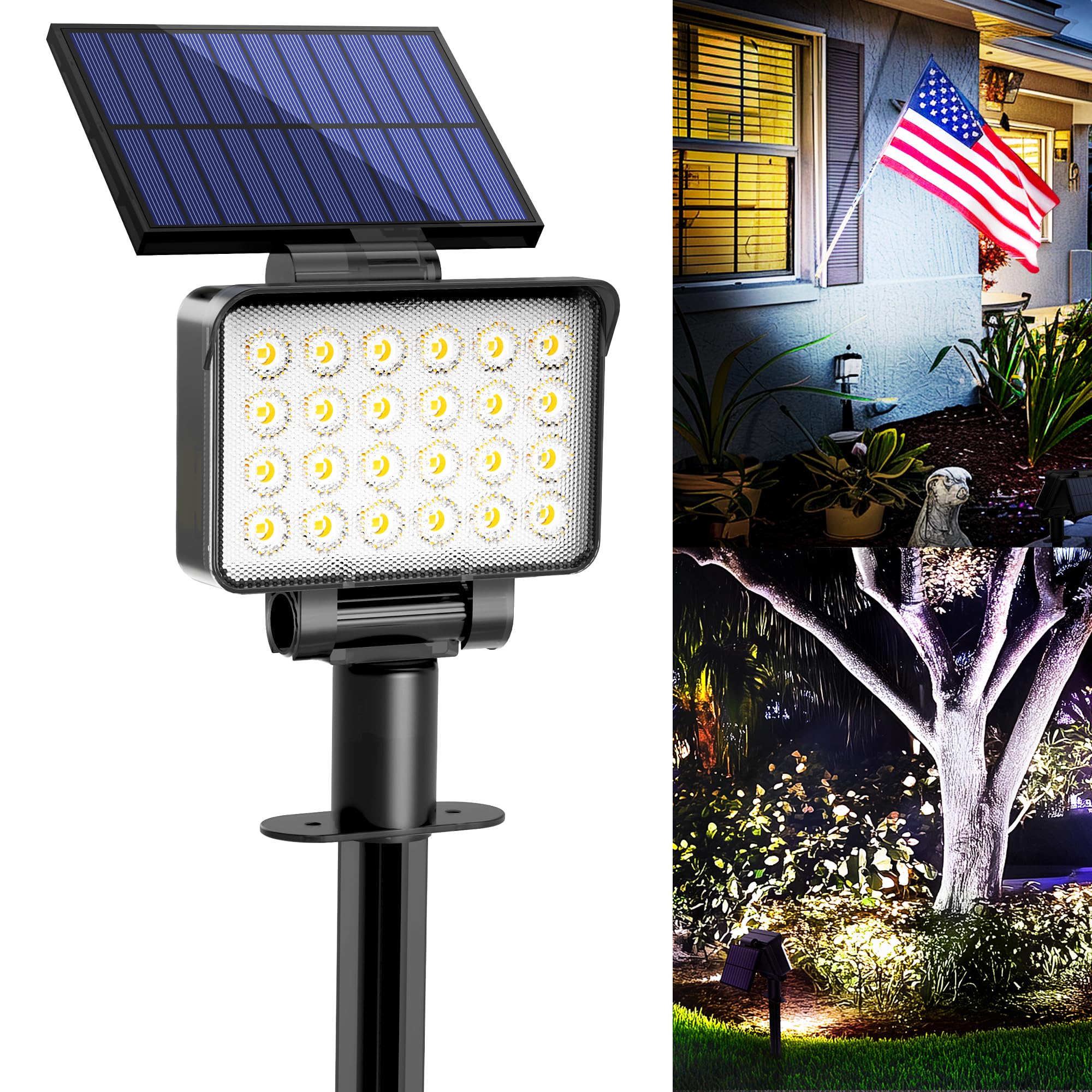 COOZAMING Solar Spot Lights Outdoor Waterproof for Flag, Tree, House, Garden, Yard, Landscape Spotlights for Accent Uplighting Halloween Christmas Decorations-1 Pack