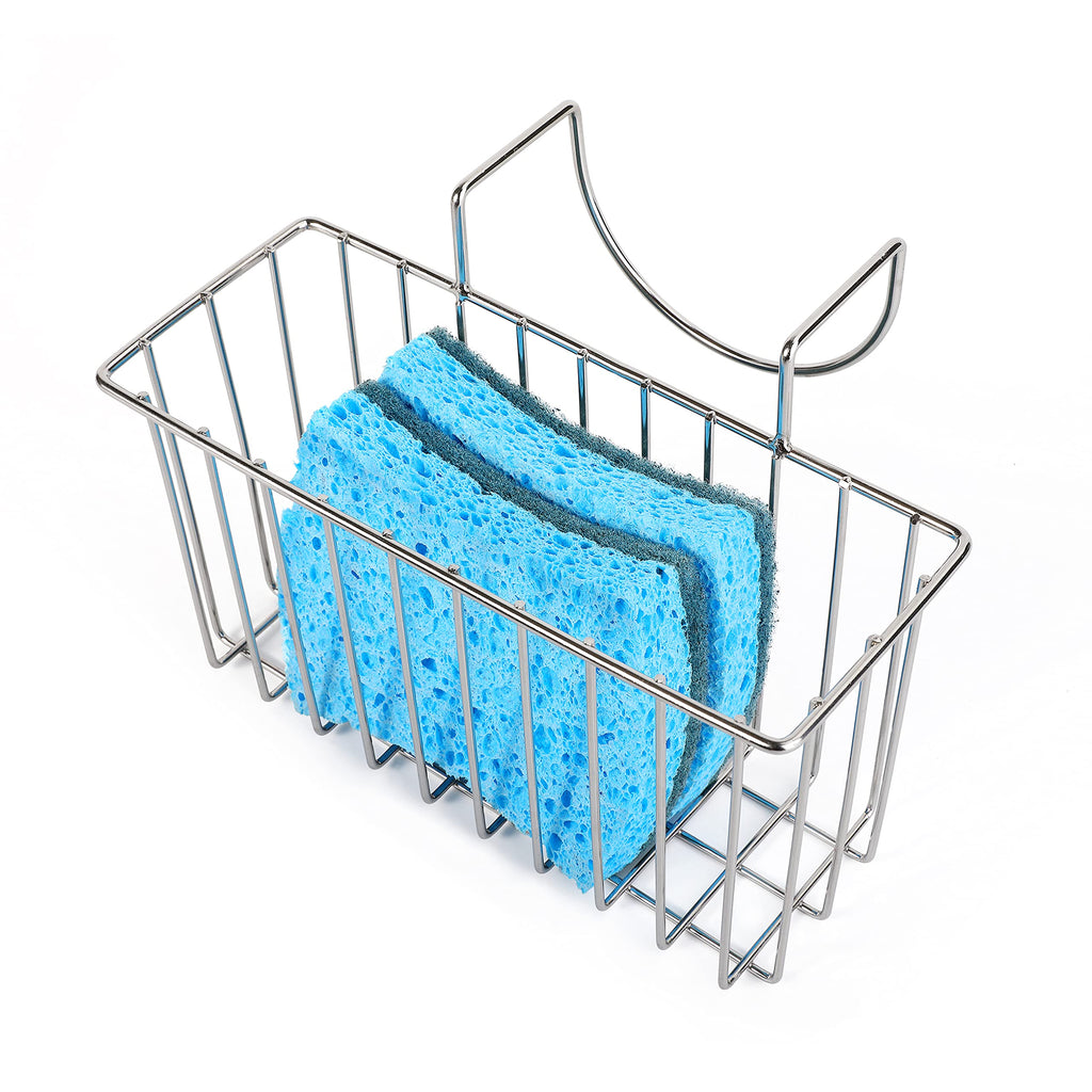 Damita Kitchen Sponge Holder Sink Basket Sink Caddy Brush Dishwashing Liquid Drainer Rack Silver Medium (6.7" x 4.5" x 4.5")