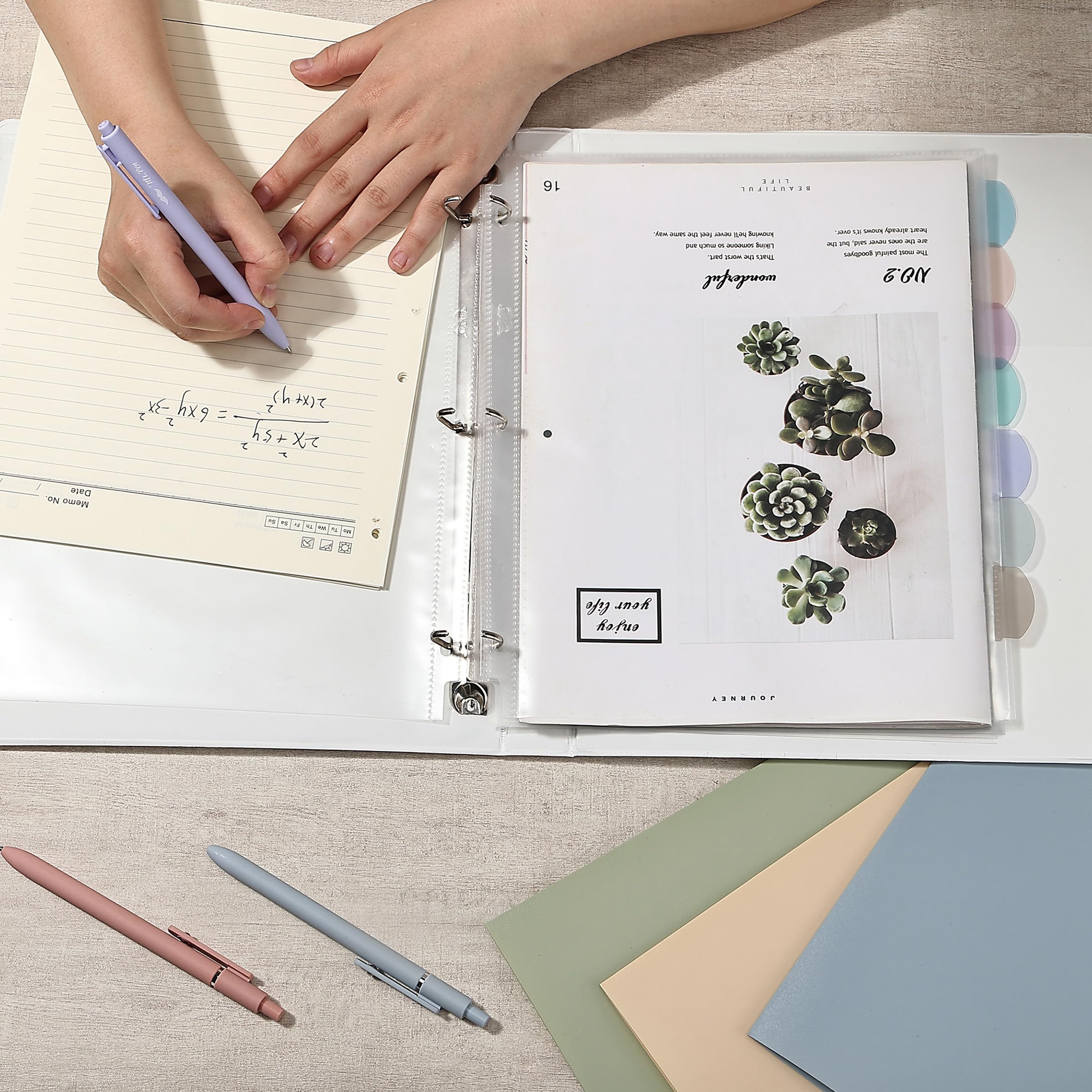 Mr. Pen- Clear Sheet Protectors with Tabs, 8 Tabs, 8 Sets, Clear Plastic Dividers for 3 Ring Binder, Insertable Index Page Divider Multicolor Tabs