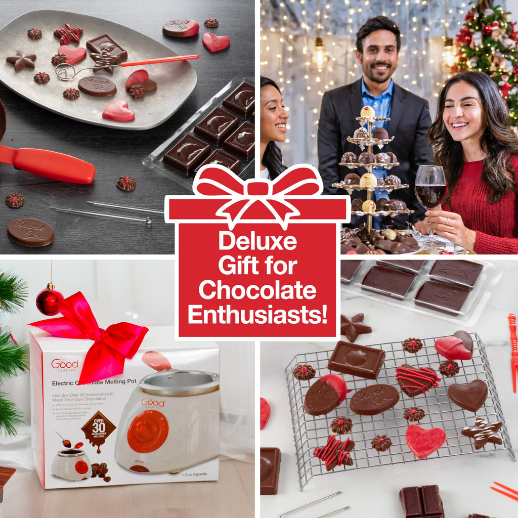 Electric Chocolate Melting Pot Set- Candy Making or Fondue Fountain Kit w/ 30 Bonus Accessories-Dip, Drizzle & Decorate Strawberries & Marshmallow Snacks-Summer S'mores Maker-Party Appetizers Desserts