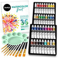 Chalkola Watercolor Paint Kit for Adults - 36 Watercolor Tubes (12ml, 0.4oz), 10 Painting Brushes & 1 Palette - Water Colour Paint Set for Beginners & Professional Artists | Watercolour Supplies