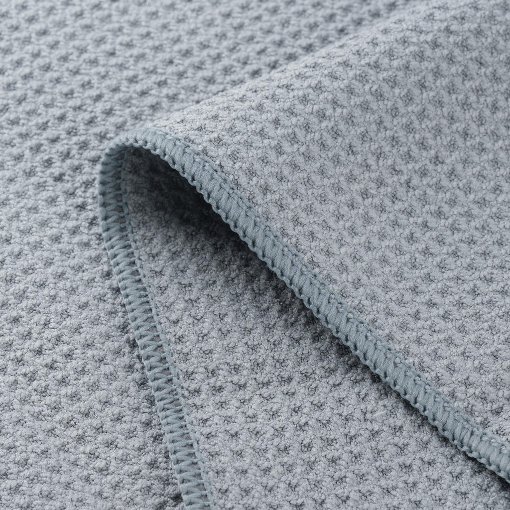 Polyte Premium Microfiber Kitchen Dish Hand Towel Waffle Weave 12 Pack (16x28 in, Gray)