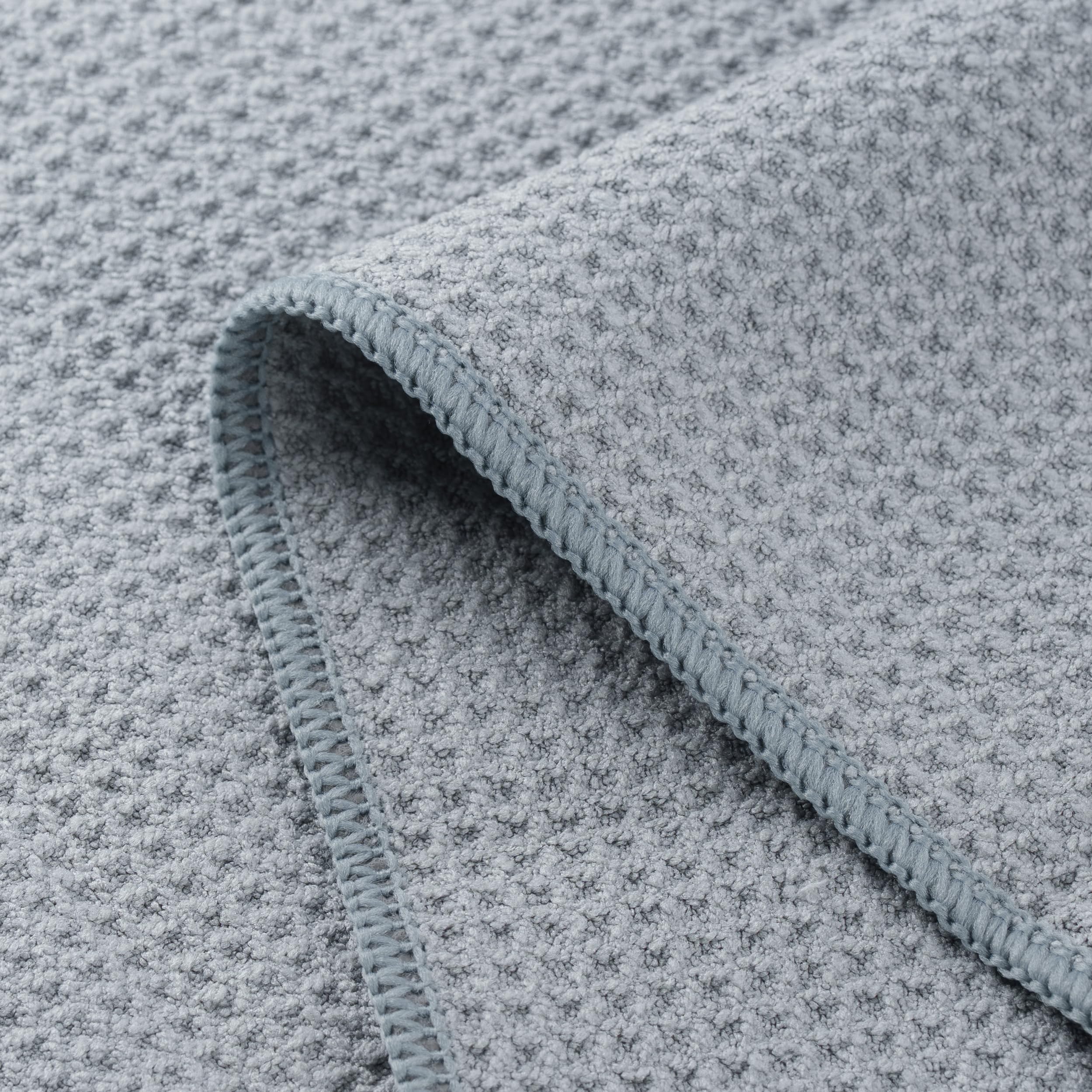 Polyte Premium Microfiber Kitchen Dish Hand Towel Waffle Weave 12 Pack (16x28 in, Gray)