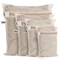 OKAKA 100% Cotton Mesh Laundry Bags, Premium Soft, No Dye, Set of 4, Natural