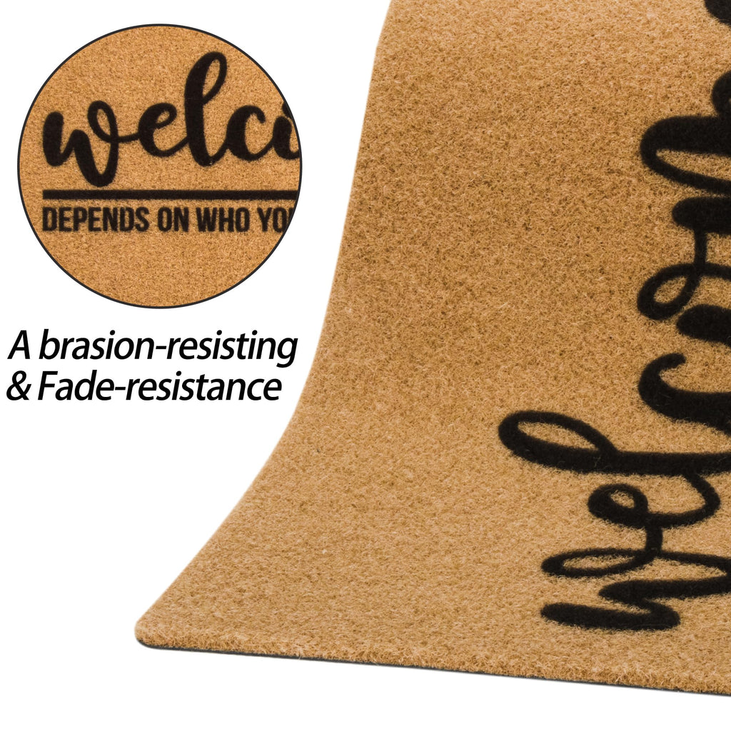 Eohak Welcome-Ish Front Door Mat - Welcome-Ish Depends Who You are Doormat Non Slip Backing Mat for Home Entry Farmhouse（17"x 29" ）