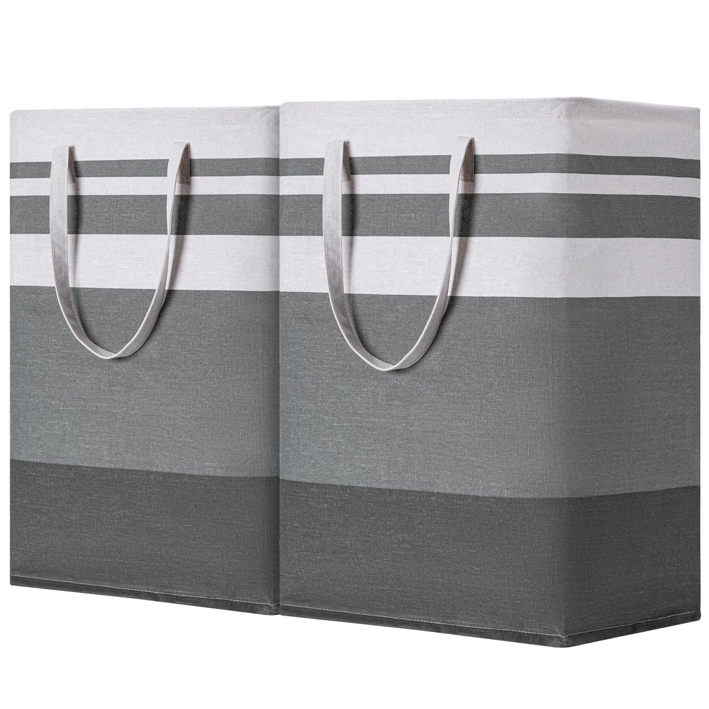 BOOMIBOO 2 Pack Large Laundry Basket,Waterproof Freestanding Laundry Hamper,Collapsible Clothes Basket with Easy Carry Handles in Laundry Room Bathroom Bedroom Dorm,Gradient Grey,75L