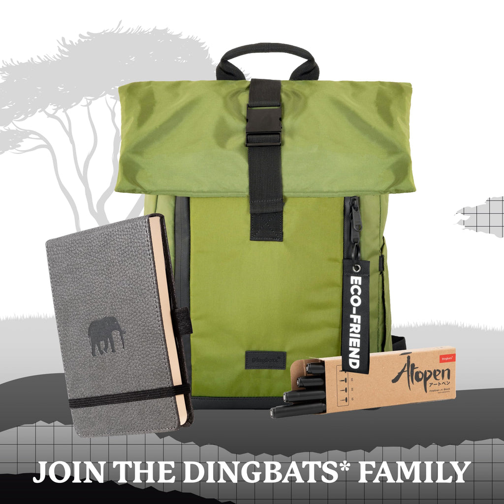 Dingbats* - Wildlife A6 Reporter Lined Small Notebook - PU Leather Hardcover for Work, Travel Journal - Pocket, Elastic Closure, Pen Holder, Bookmark