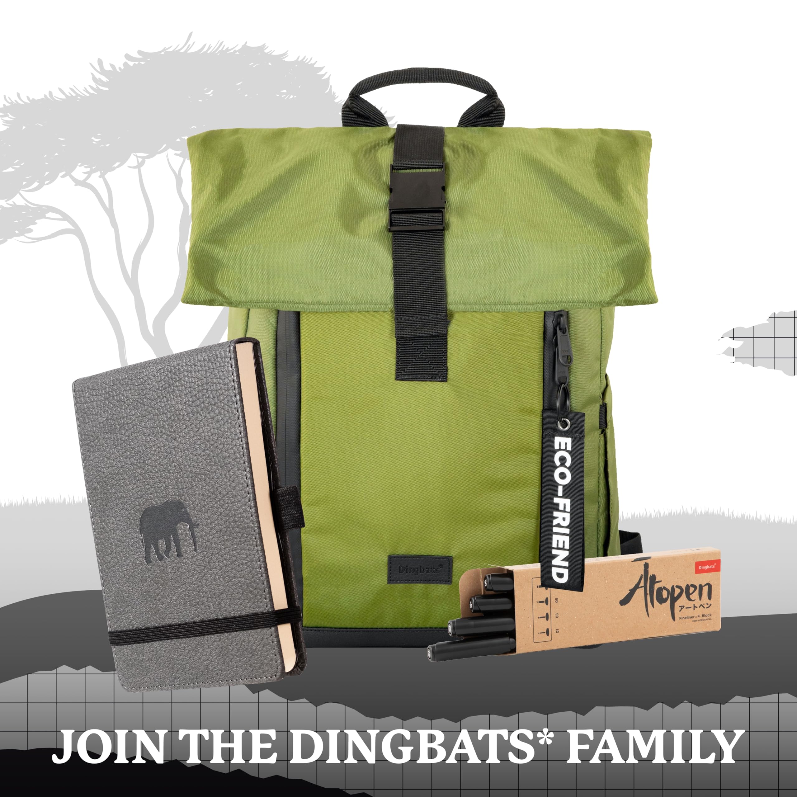 Dingbats* - Wildlife A6 Reporter Lined Small Notebook - PU Leather Hardcover for Work, Travel Journal - Pocket, Elastic Closure, Pen Holder, Bookmark