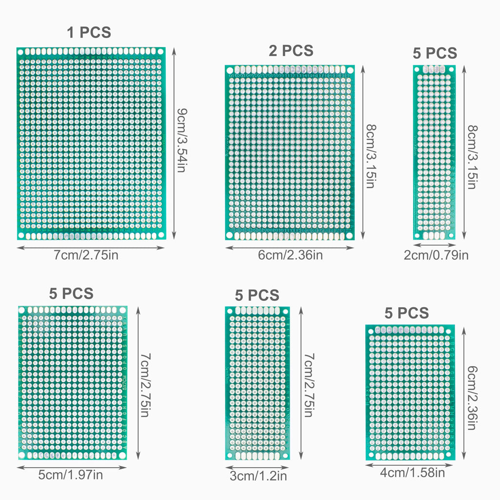 Miuzei PCB Board Prototype Kit for Electronic Projects, Circuit Solder Double-Side Board with 40 Pin 2.54 mm Male to Female Headers Connector, 2P&3P Screw Terminal Block