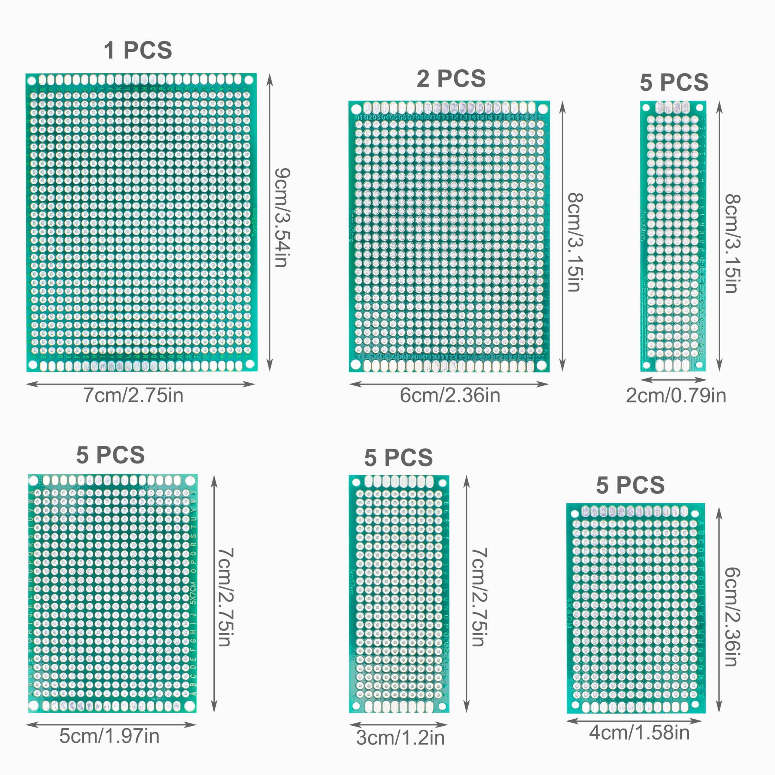 Miuzei PCB Board Prototype Kit for Electronic Projects, Circuit Solder Double-Side Board with 40 Pin 2.54 mm Male to Female Headers Connector, 2P&3P Screw Terminal Block