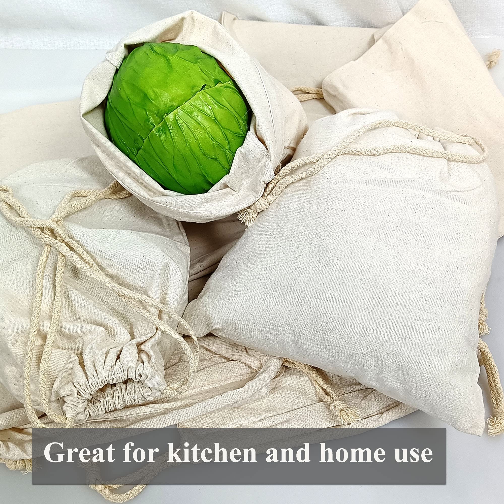 Freletry 8 PCS 10"x12"/25x30cm Drawstring 100% Cotton Muslin Bags Reusable Storage Bag for Shopping Home Kitchen Food Grocery Vegetable Storage etc. (8 PCS 10"x12"/25x30cm)