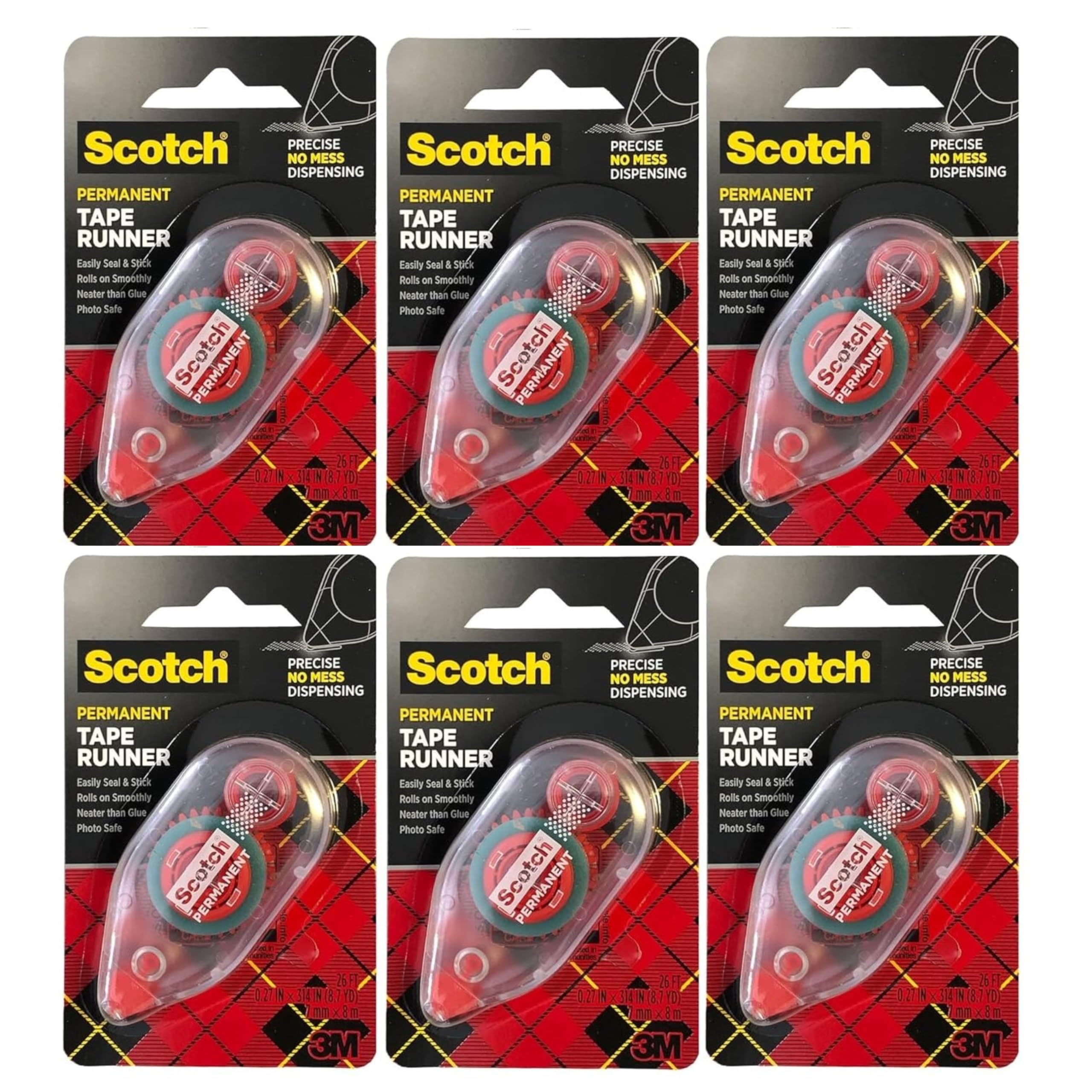 3M Bulk Buy 6061 Scotch Double Sided Adhesive Roller .27 in. x 8.7 yd. (6)