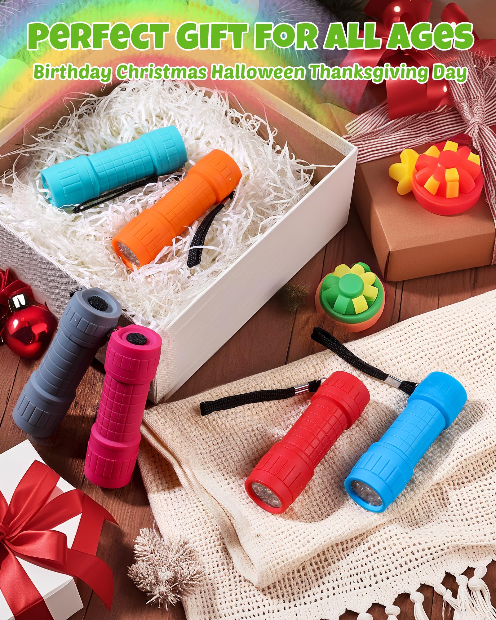 EverBrite 6-Pack Mini 9-LED Flashlight with Lanyard, Impact Handheld Torch Assorted Colors with 3AAA Battery Included (Hurricane Supplies, Camping), Gift to Halloween, Christmas