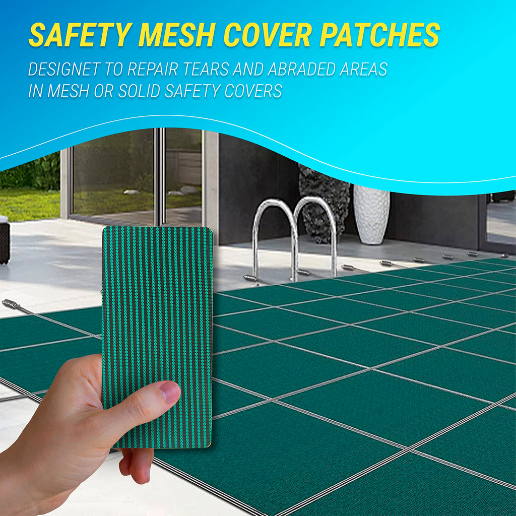 Pool Safety Cover Patch Kit, Swimming Pool Patch Repair Kit 4 x 8 Self Adhesive, Green Pool Cover Patch 6 Pсs