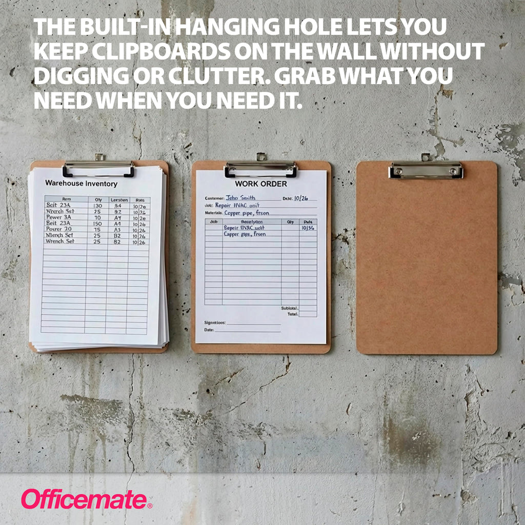 Officemate Recycled Wood Clipboards, Low Profile Clip, 12 Pack Clipboards, Letter Size (9 x 12.5 Inches), Brown (83812)