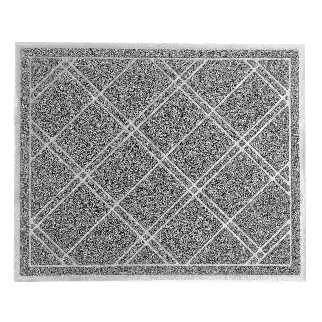 SlipToGrip Universal Plaid Door Mat - XL 42 x35 Inch Low-Profile Grey Entryway Rug with DuraLoop - Waterproof Indoor and Outdoor Welcome Mat for Front Door, Garage, Patio, Mudroom