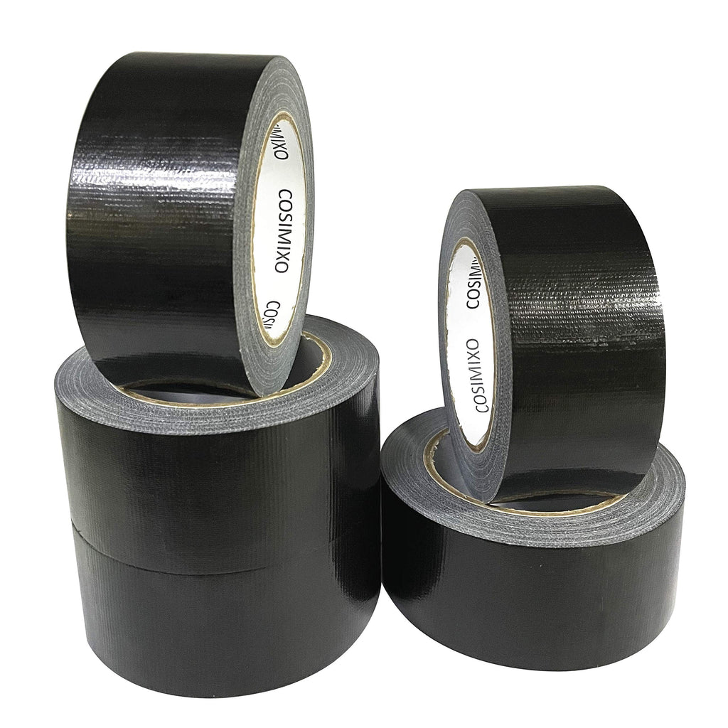 5-Pack Black Heavy Duty Duct Tape, 210micx2 inches x 30 Yards, Strong, Flexible, No Residue, All-Weather and Tear by Hand - Bulk Value for Repairs, Industrial, Professional Use (Black)
