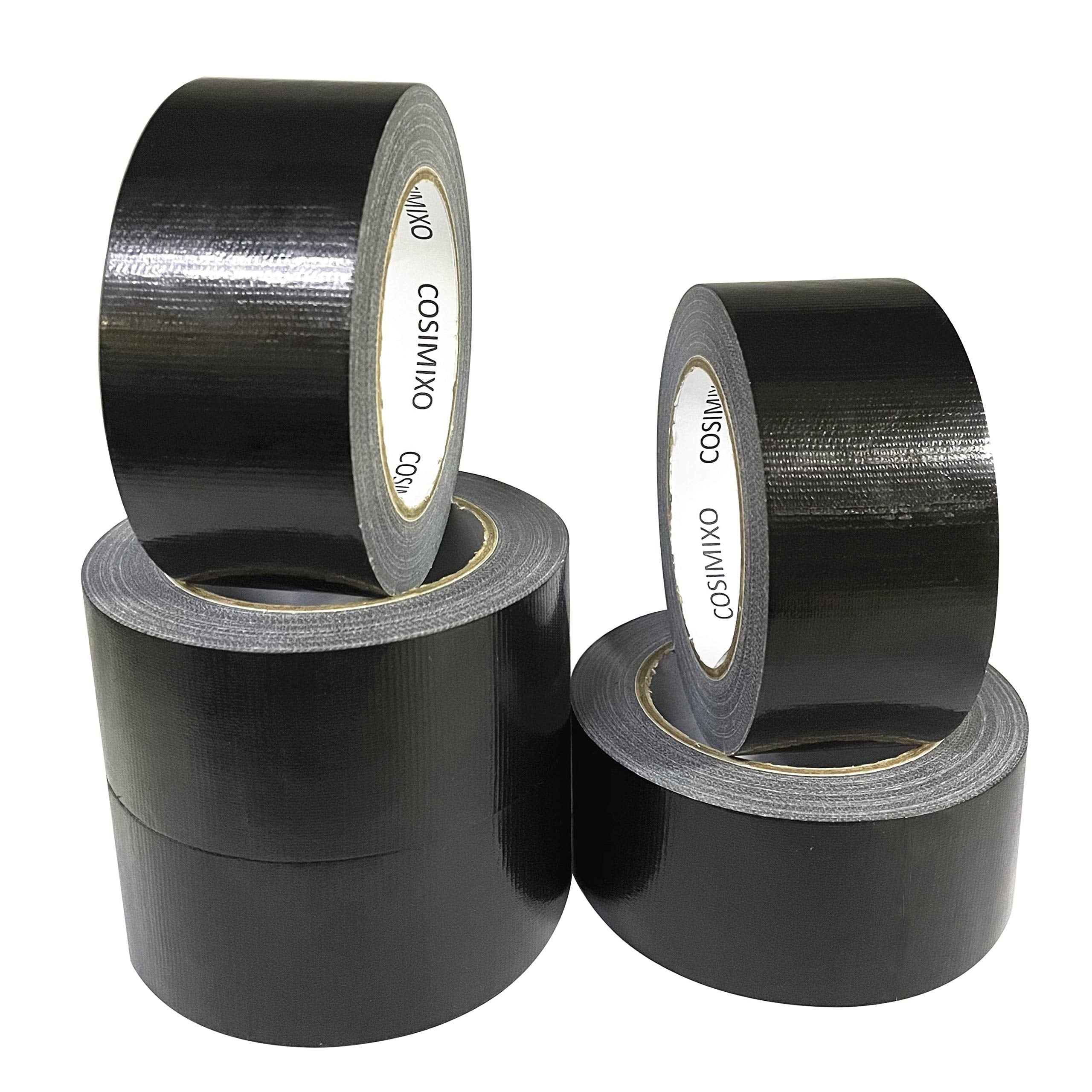 5-Pack Black Heavy Duty Duct Tape, 210micx2 inches x 30 Yards, Strong, Flexible, No Residue, All-Weather and Tear by Hand - Bulk Value for Repairs, Industrial, Professional Use (Black)