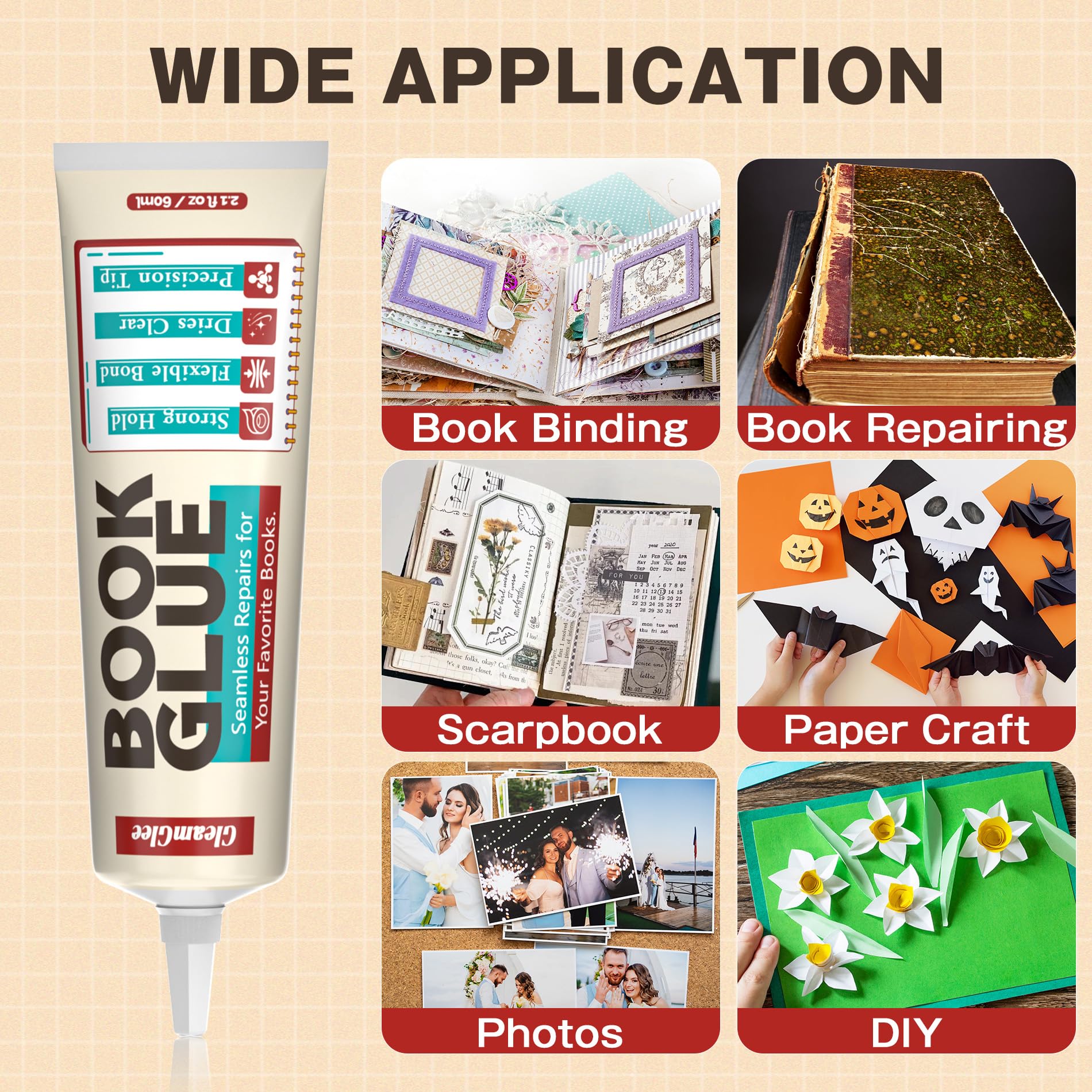Book Glue, 120ml Permanent Bookbinding Repair Glue, Acid-Free, Dries Clear, Flexible - Ideal for Repairing Bookbinding, Framing, Collage, Paper Art and Crafts