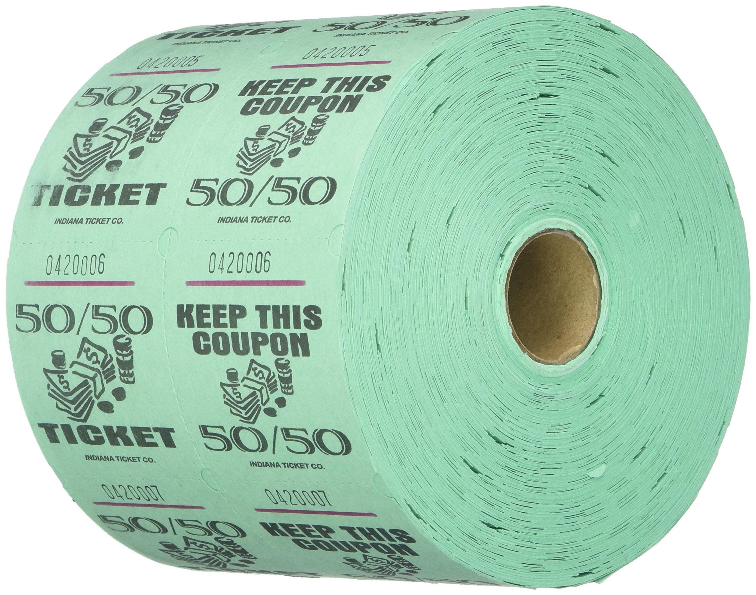 MUNCIE NOVELTY COMPANY Green 50/50 Raffle Tickets: Roll of 1000