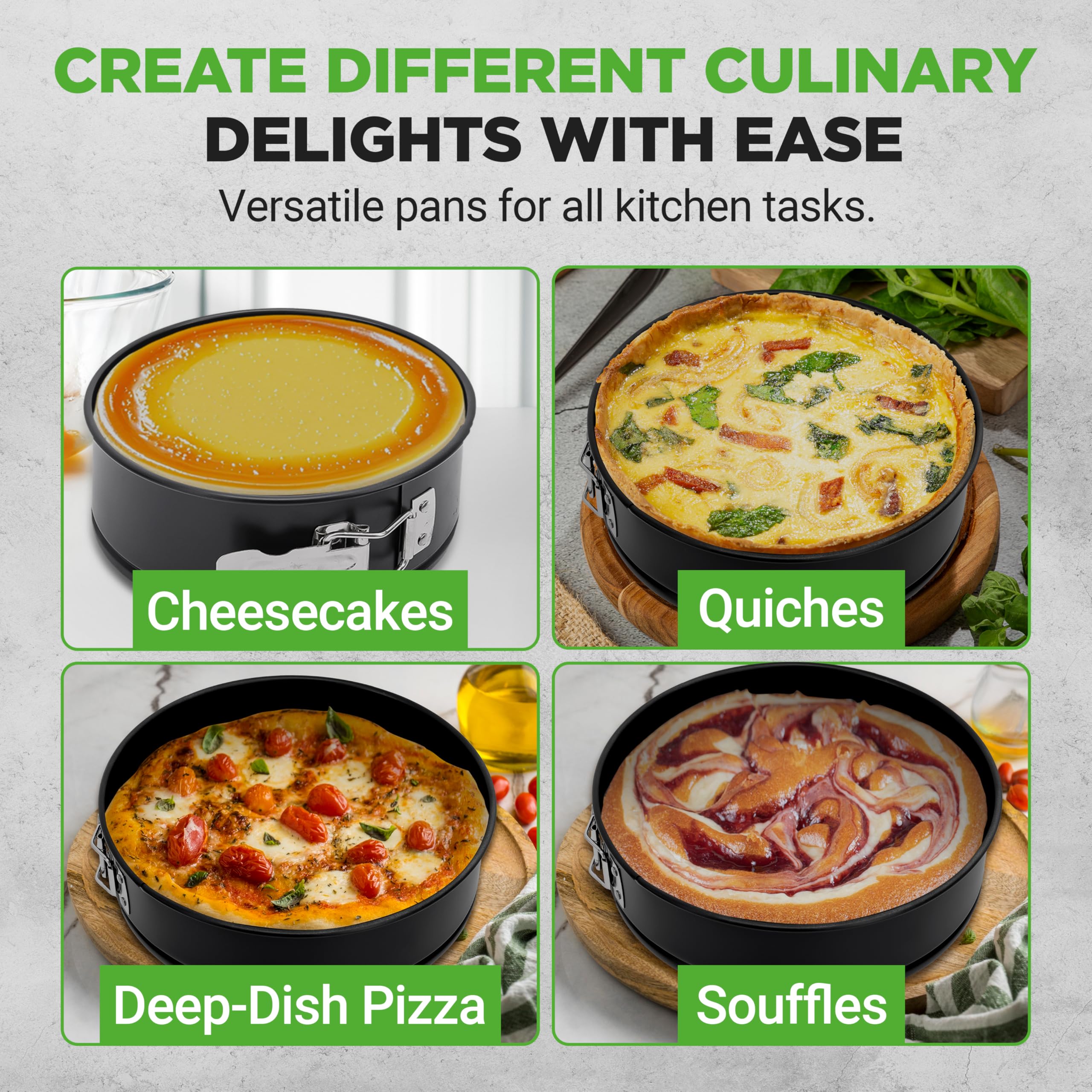 NutriChef Springform Pan - 9in Cake Pan, Durable Nonstick Steel Design, Easy to Clean & Removable Bottom, Great for Cake Molds, Cheesecake, Quiche and More