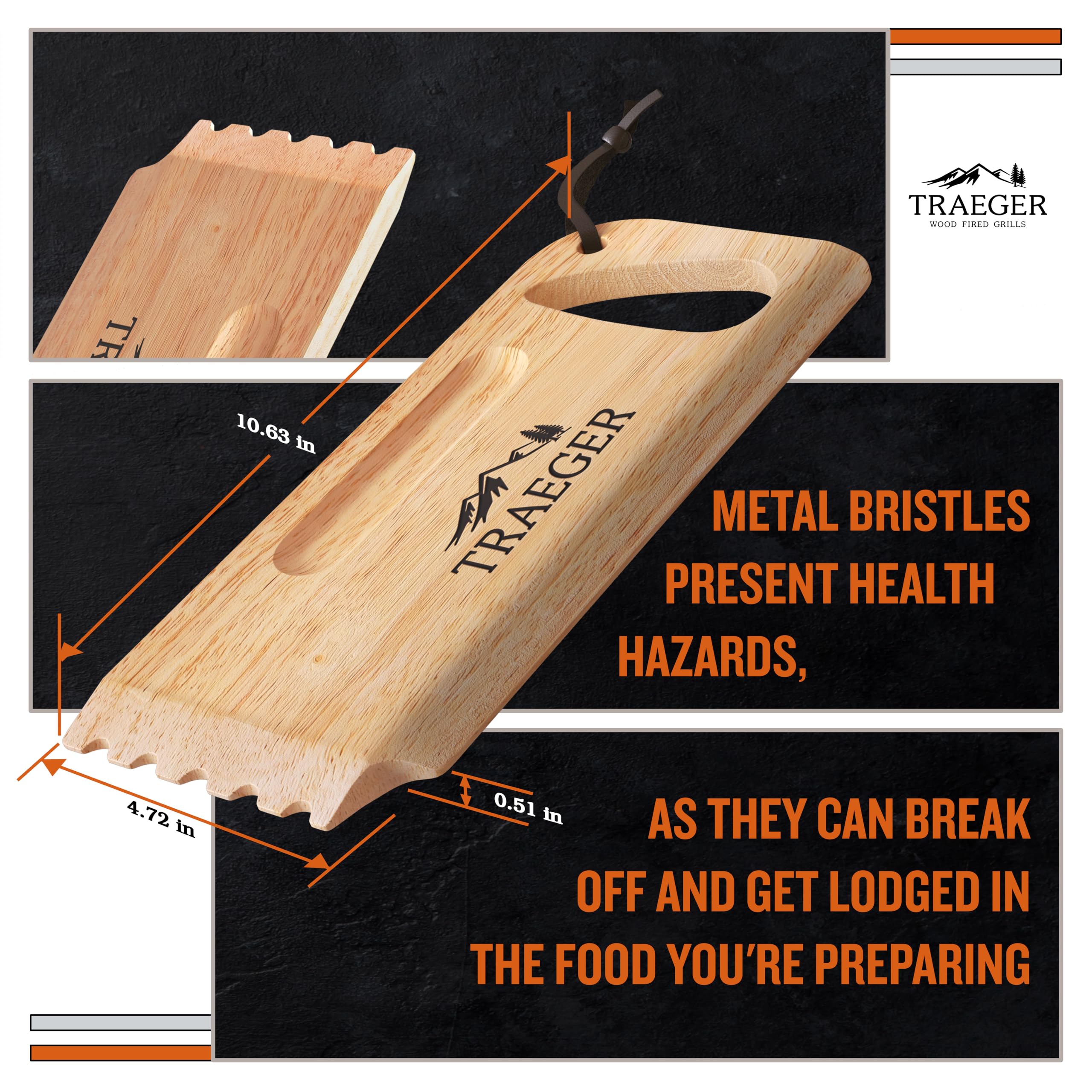 Traeger BAC454 Wooden Scape Grill Scraper, Wood