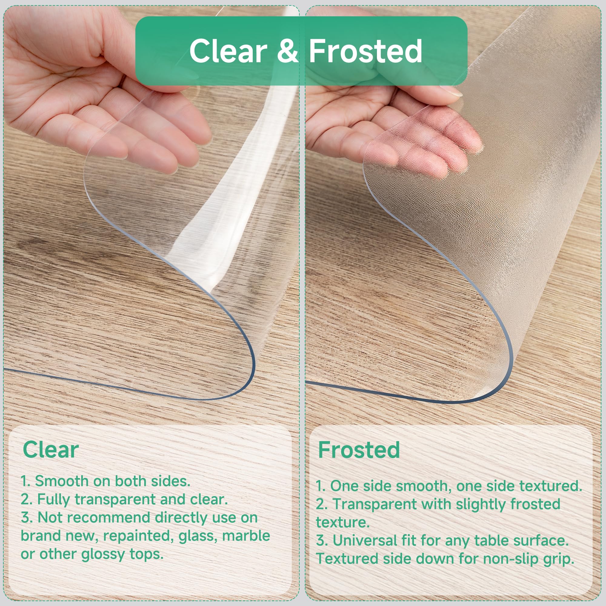 NATRKE Clear Desk Mat Pad, 35.4"x15.7" Large Transparent Computer Desk Mat Plastic Desktop Protector, PVC Writing Pad with Round Edge, Waterproof Wipeable Non-Slip Table Protector for Home Office