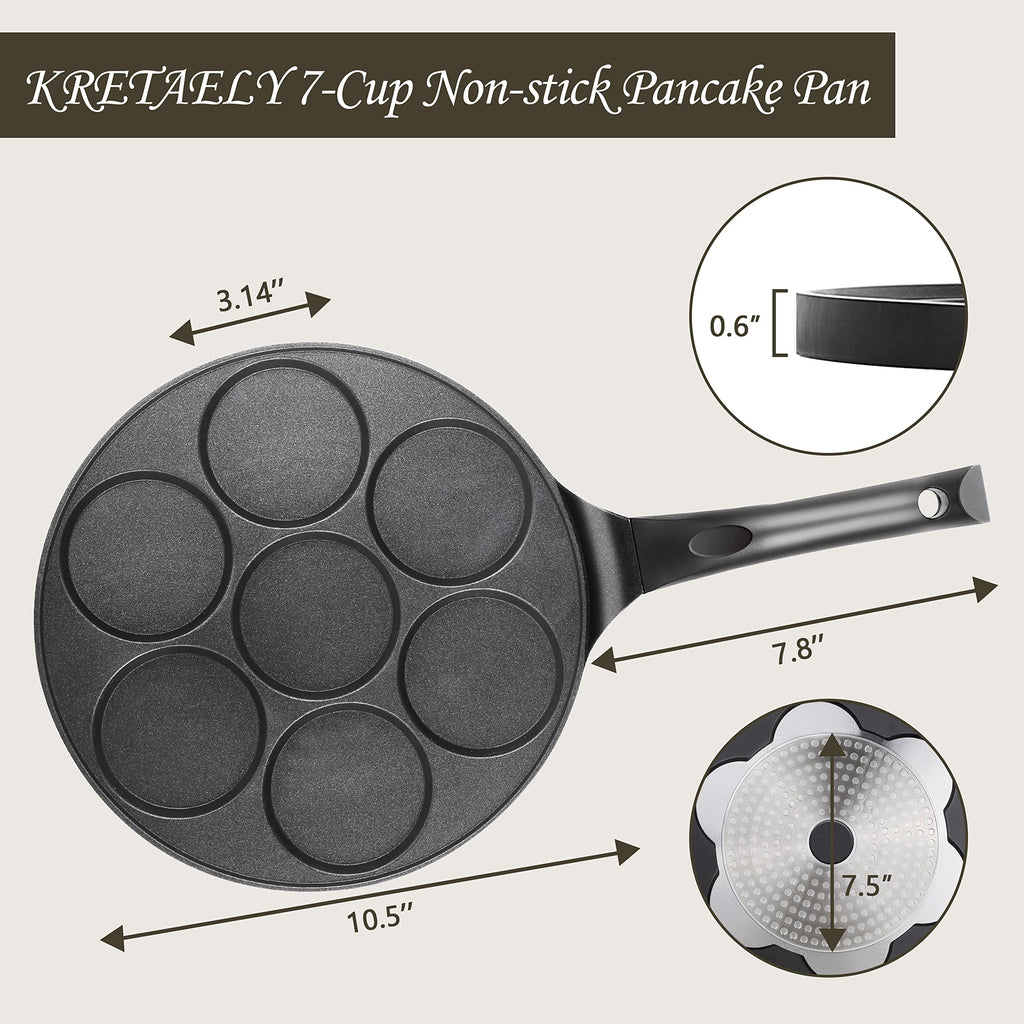KRETAELY Pancake Pan Nonstick Pancake Griddle Mini Pancaker with PFOA Free Coating Pancake Maker Suitable for All Cooktops 1-Pack