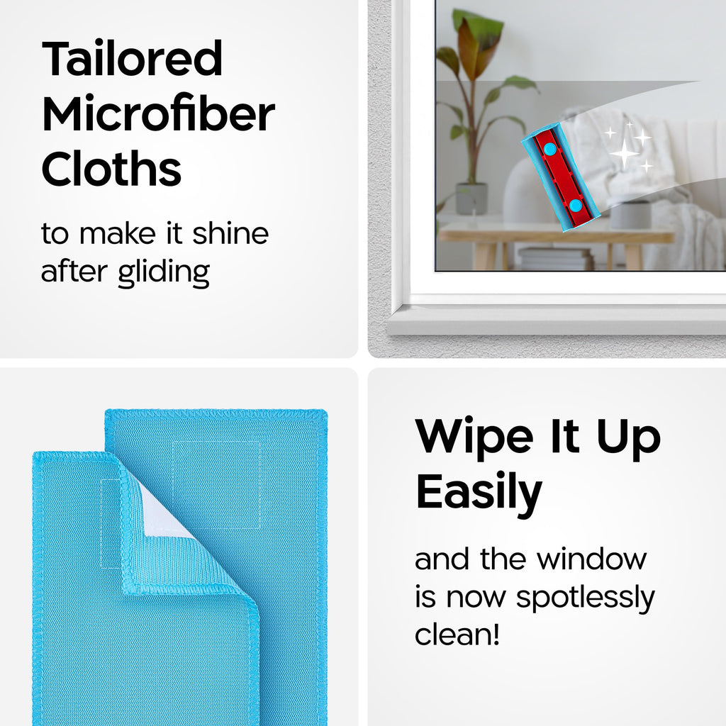 Tyroler Bright Tools | Premium Replacement Microfiber Cleaning Cloths | Exclusively Designed for The Glider Magnetic Window Cleaner | Ultra-Soft, Non-Abrasive & Highly Absorbent (one size - for plastic glider, 4, Count)