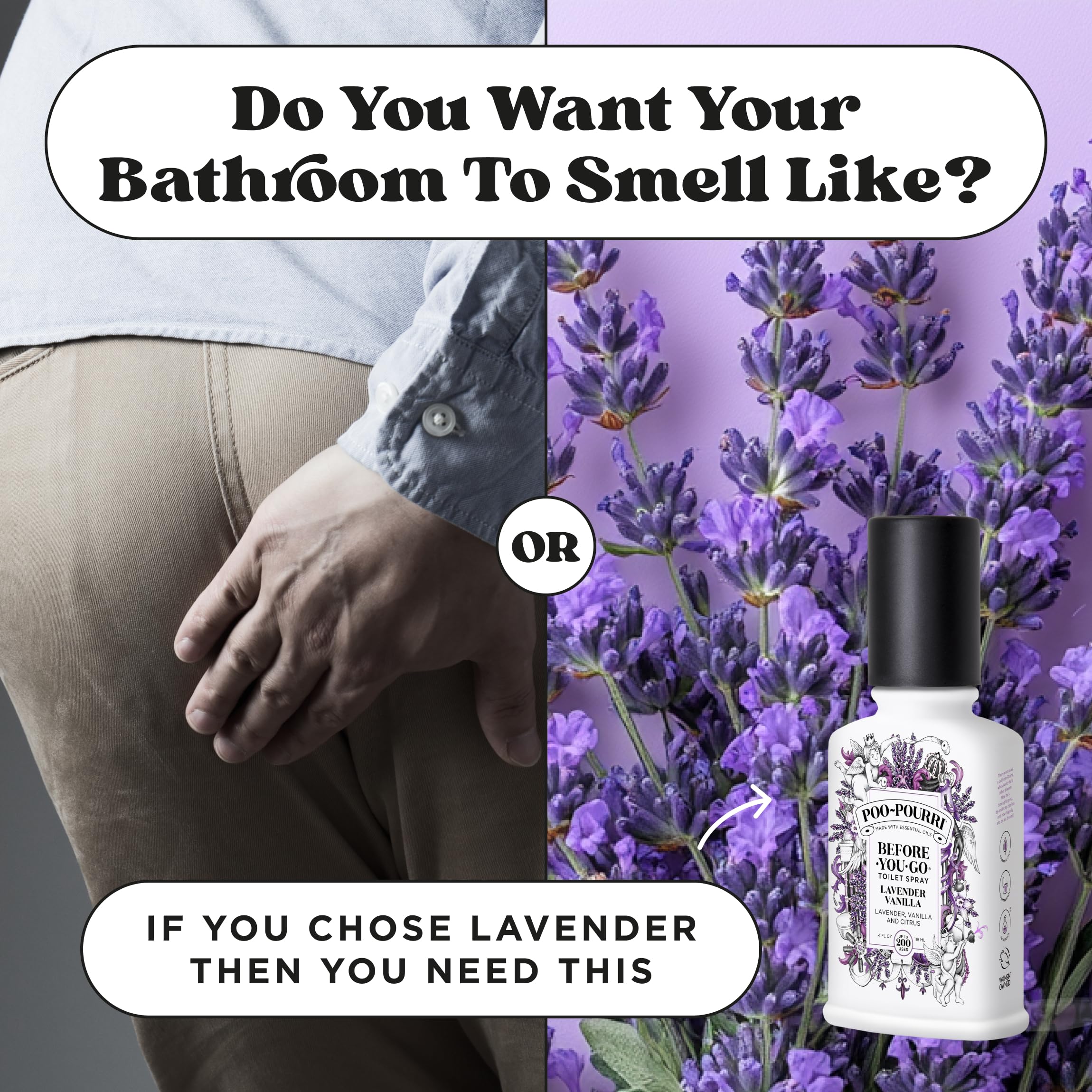Poo-Pourri Lavender Vanilla Scent Before-You-Go Toilet Spray 4 oz Bottle, 4 Fl Oz, 4 Fl Oz