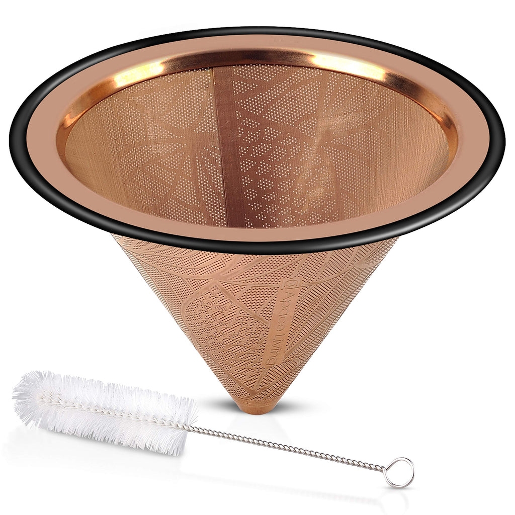 Compatible with Chemex, Hario V60 Pour Over Coffee Filters - Wide Metal Base Reusable Stainless Steel Coffee Dripper - Paperless Coffee Filter for Sustainable Brewing