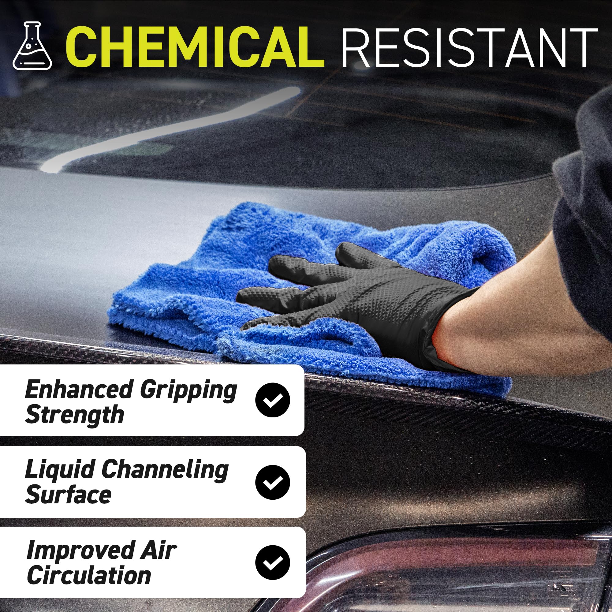 72HRS Industrial Grade 8 Mil Black Nitrile Gloves- Mechanic Gloves, Disposable Rubber Gloves, (Box of 100, Large)