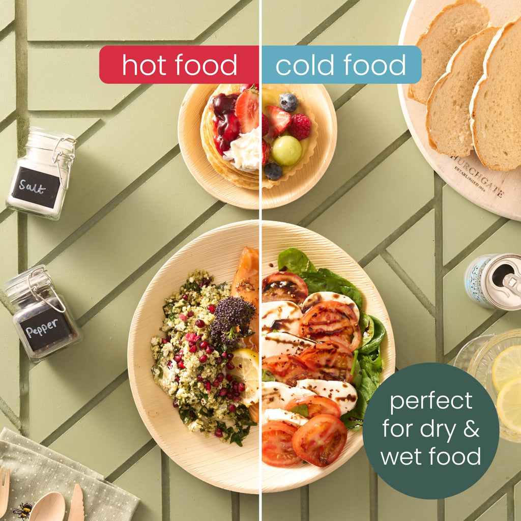 HAAGO 40 Pack 25/15cm Palm Leaf Plate Set (Round) Like Bamboo Plates | Biodegradable & Disposable Plates Tableware for Party, Picnic, Outdoor, Microwave Safe