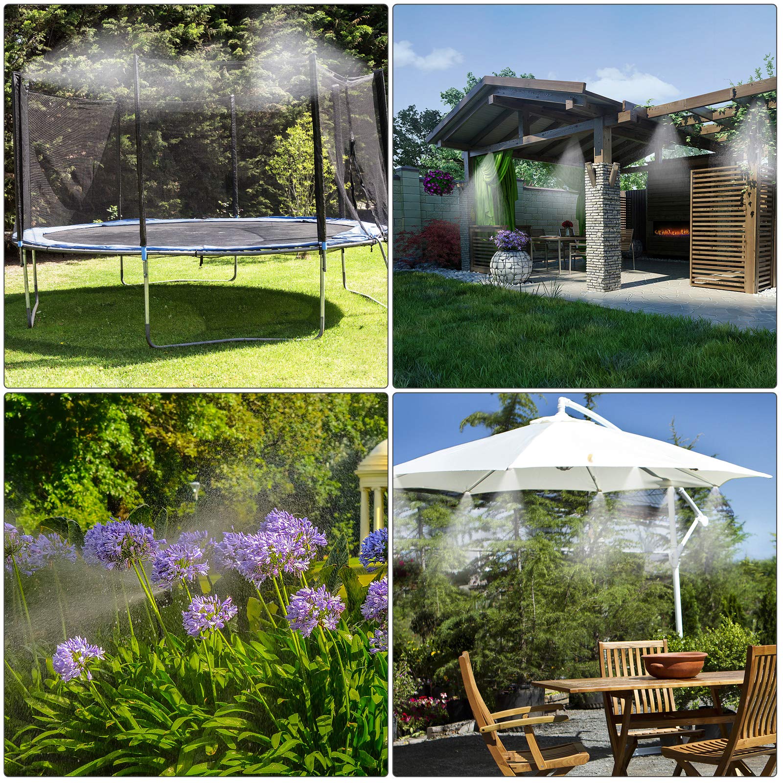 GMAULEE Misting Cooling System, DIY 33FT(10M) Misting Line + 10 Brass Mist Nozzles+ a Brass Connector(3/4'') Outdoor Mister System for Patio Waterpark Garden Trampoline Greenhouse