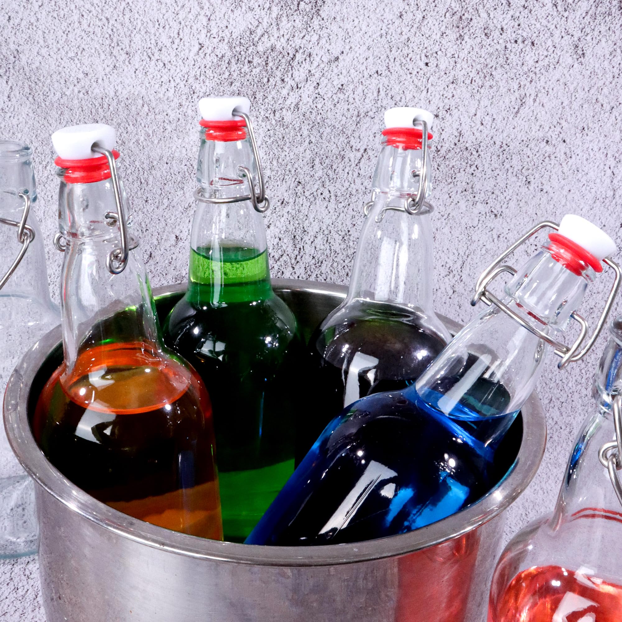 UrSpeedtekLive 6 Pack 16oz Swing Top Glass Bottles, 500ML Glass Brewing Bottles with Airtight Stoppers for Beer, Kombucha, Kefir, Vanilla Extract(Bonus Gaskets and Funnel)