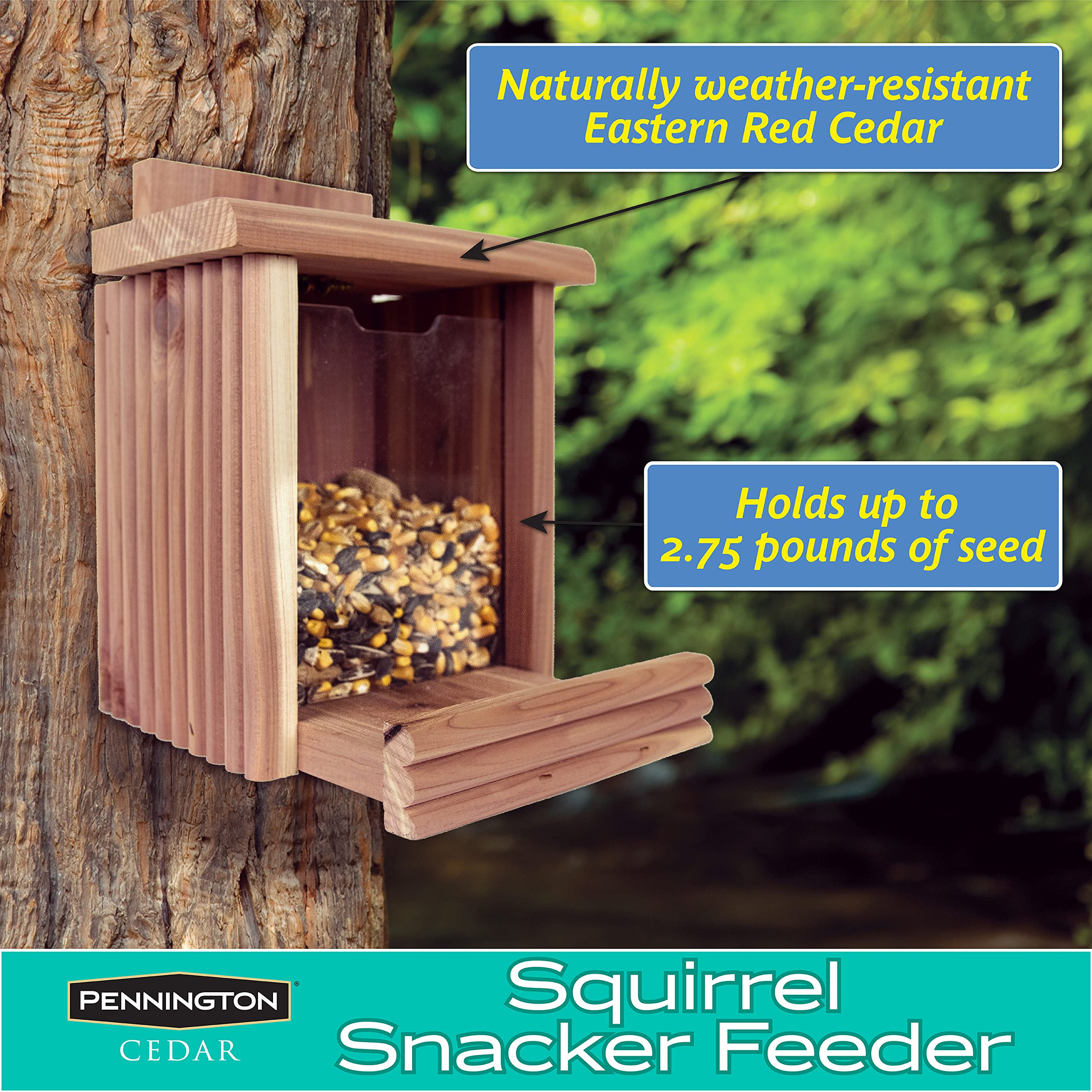 Pennington Cedar Squirrel Snacker Feeder Amish Made in The USA
