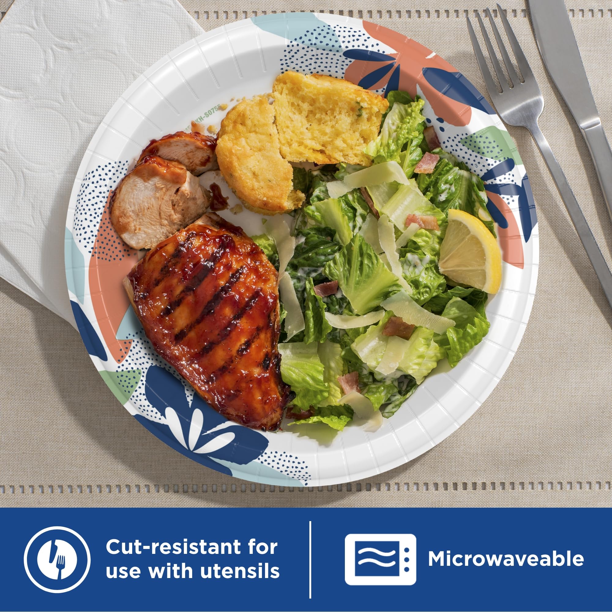 Dixie Large Paper Plates, 10 Inch, 150 Count, 2X Stronger, Microwave-Safe, Soak-Proof, Cut Resistant, Disposable Plates for Everyday Breakfast, Lunch, & Dinner Meals