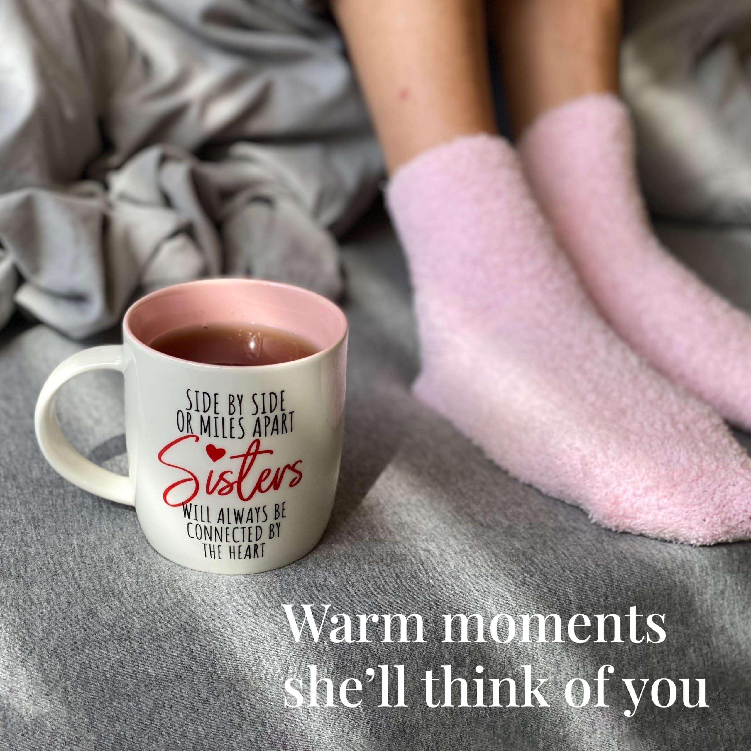 Triple Gifffted Best Sister Ever Coffee Mug & Socks, Gifts for Little Big Sisters from Brother, Birthday Presents Ideas, Valentines Mothers Day Christmas, to Younger Older Sibling, Ceramic Cup 380ml