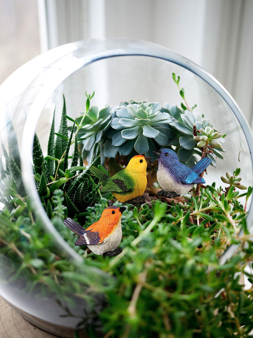 YARCHONN Miniature Garden Mushroom Ornament Outdoor, Resin Statue Snail, Novelty Robin Birds and Nest Fairy Garden Accessories for Patio, Yard, Lawn or Home Garden Decorations, Set of 9
