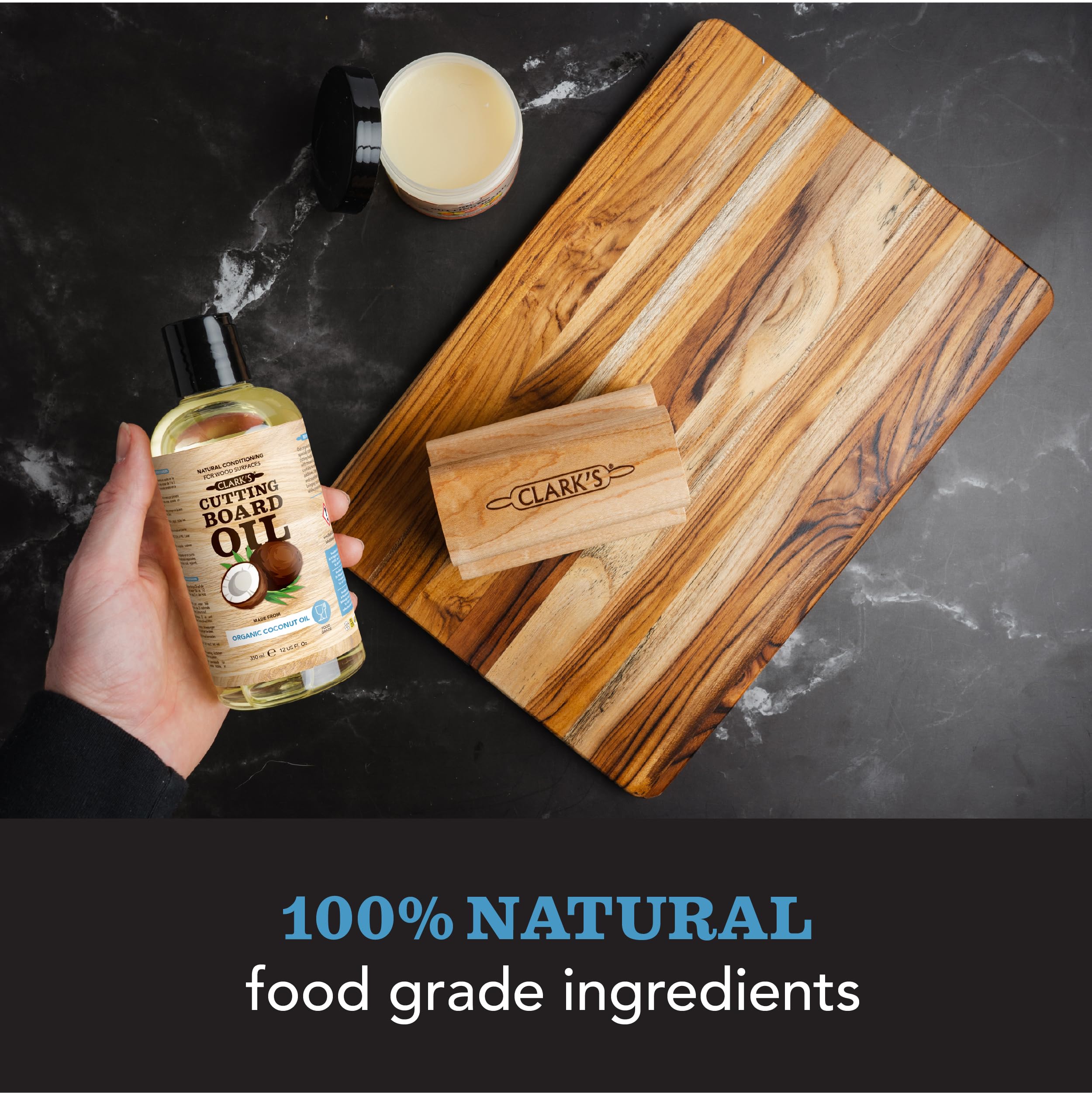 CLARK'S Cutting Board Oil - Pure Organic Coconut Oil for Wood Cutting Board - Butcher Block Conditioner - Restores and Protects Wood, 355ml