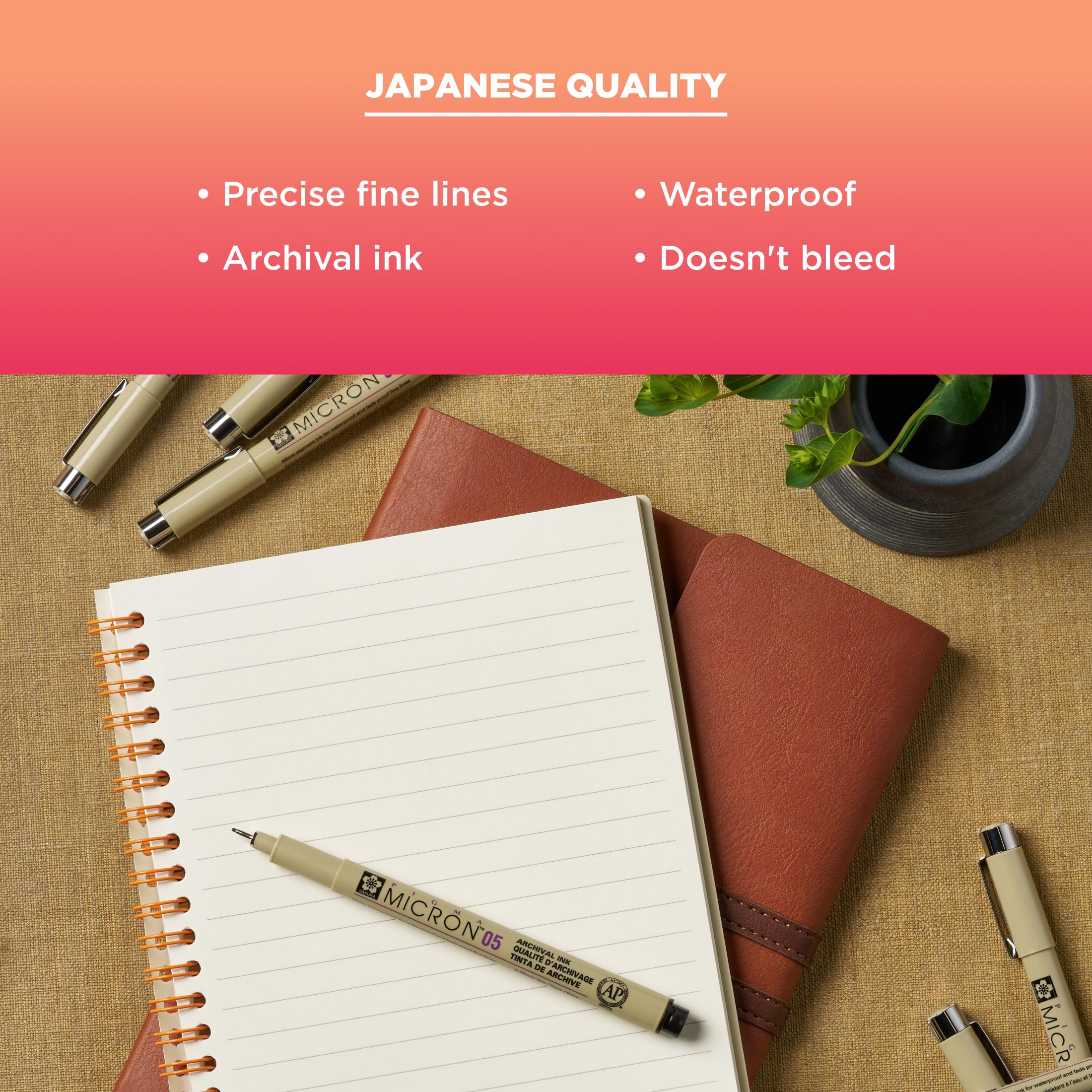 Sakura Pigma Micron Fineliner Pens - Archival Black Ink Pens - Pens for Writing or Drawing - Holiday Gifts for Artists, Crafters & DIY Gifts Projects - Assorted Point Sizes - 6 Pack